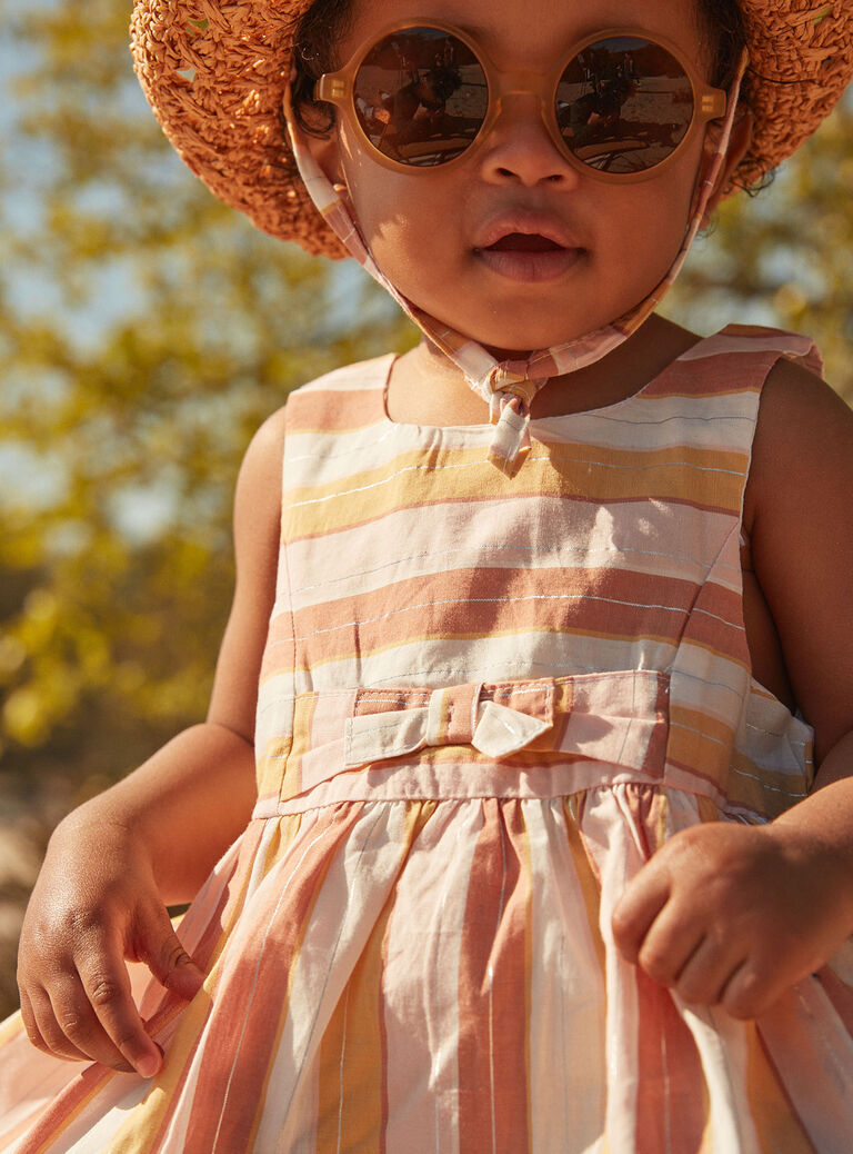 Ecru dress and panties with stripes print Ecru dress and panties with stripes print FAUNA / 23E1BFP2ROB001
