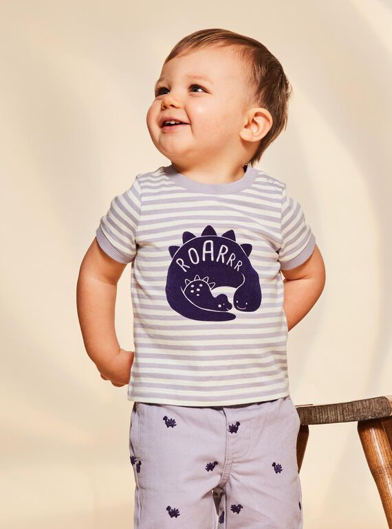 Lilac short sleeves striped t-shirt FAOCTAVE / 23E1BGO1TMCH700