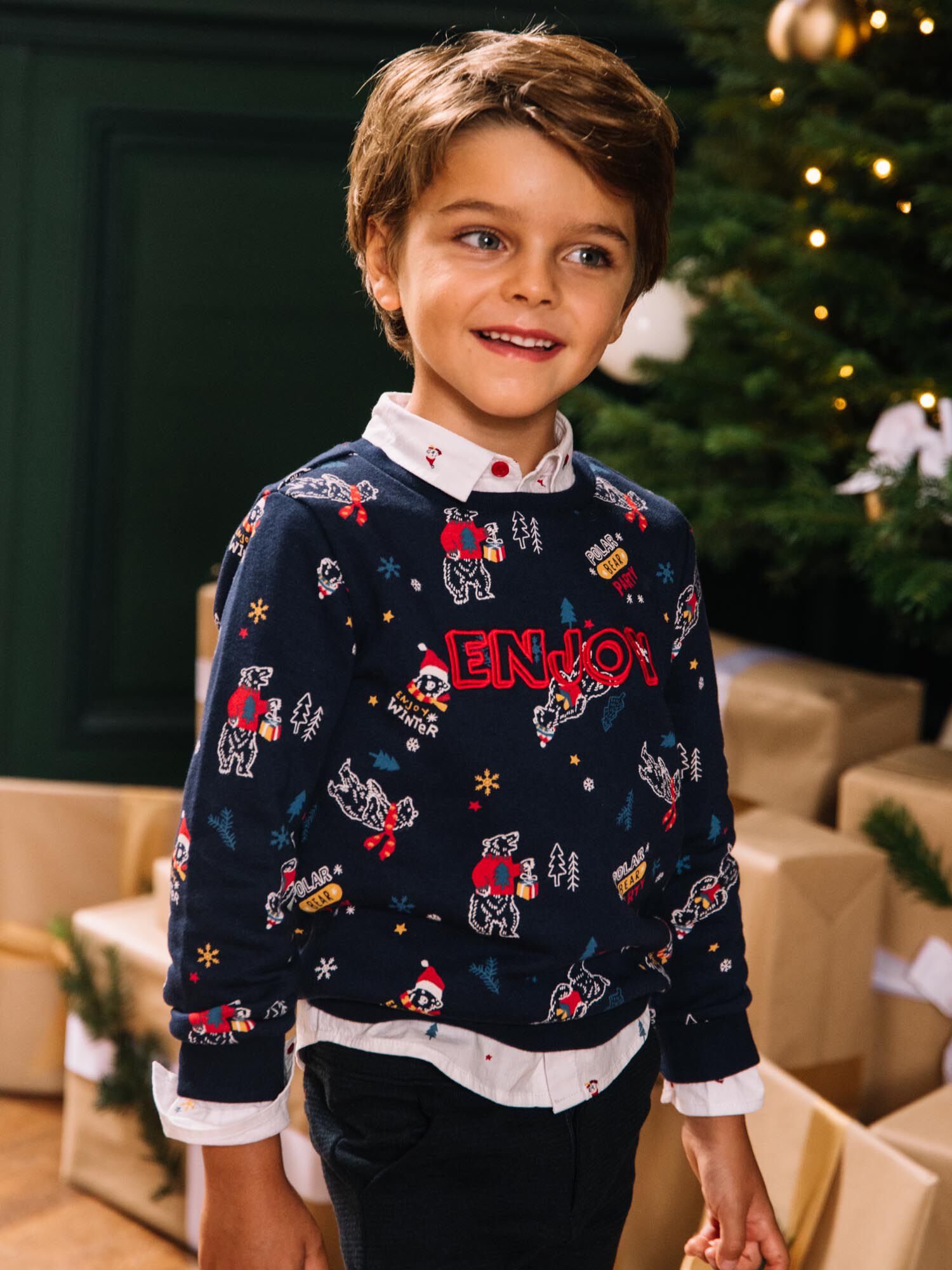 Bear print sweater outlet
