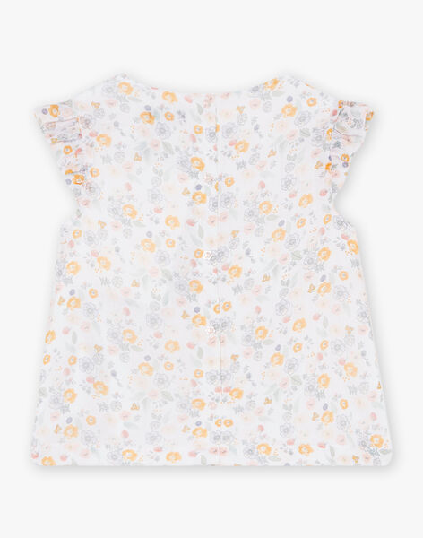 Child girl's ecru blouse with floral print CLUBETTE / 22E2PF11CHE001