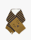 Scarf with stripes and khaki bear print DIMATHEO / 22H4BGG1ECH633