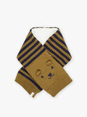 Scarf with stripes and khaki bear print DIMATHEO / 22H4BGG1ECH633