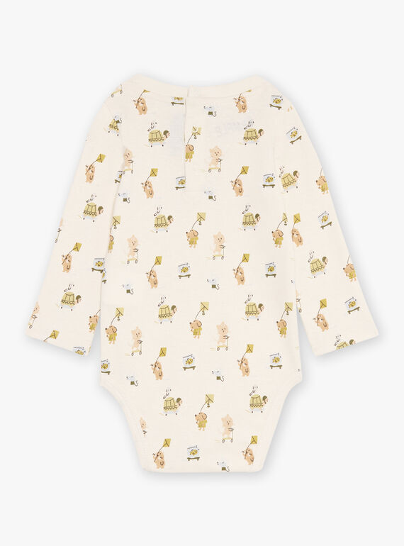 Ecru ribbed bodysuit with animal print GADENNIS / 23H1BG81BOD001