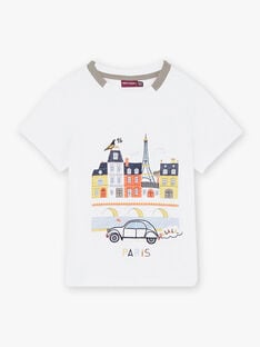 White T-shirt with Paris pattern for child boy CYATAGE / 22E3PG11TMC000