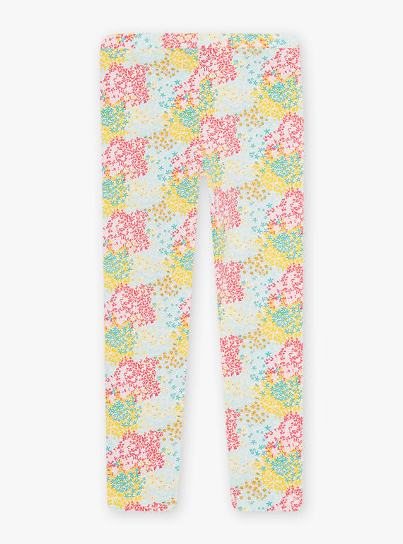 Child girl's ecru floral print legging CEFLOETTE 3 / 22E4PFU3CAL811