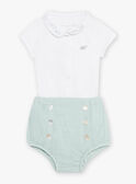 Mixed birth green bloomer and collar bodysuit in ecru COLOAN / 22E0CMI1ENS203