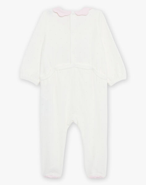 Off white velvet sleep suit with polka dot and bear head print FECARLA / 23E5BF23GRE001