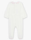 Off white velvet sleep suit with polka dot and bear head print FECARLA / 23E5BF23GRE001
