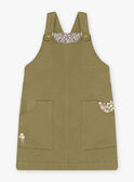 Child girl khaki green twill floral dress-salopette CECHAETTE / 22E2PFB1CHS604
