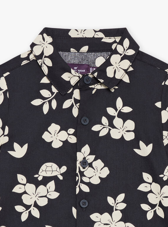 Slate black shirt with leaves and turtles print FATONY / 23E1BGP1CHMJ900
