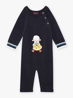 Baby boy's night blue knitted jumpsuit with fantasy sheep pattern BANEWMAN / 21H1BGL1CBLC205