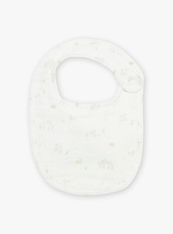 Vanilla double cotton gauze bib with animal print FULULU / 23E0AGY2ACD114