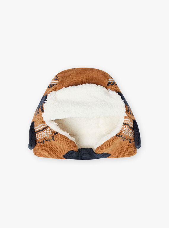 Boy camel jacquard knit capka with bear print BITETAGE / 21H4PGE3BON804