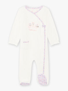 Baby girl's unbleached romper with cat print BEJOHANA / 21H5BF71GRE001