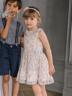 Child girl sleeveless dress in ecru with floral print CLUZETTE / 22E2PF12ROB001