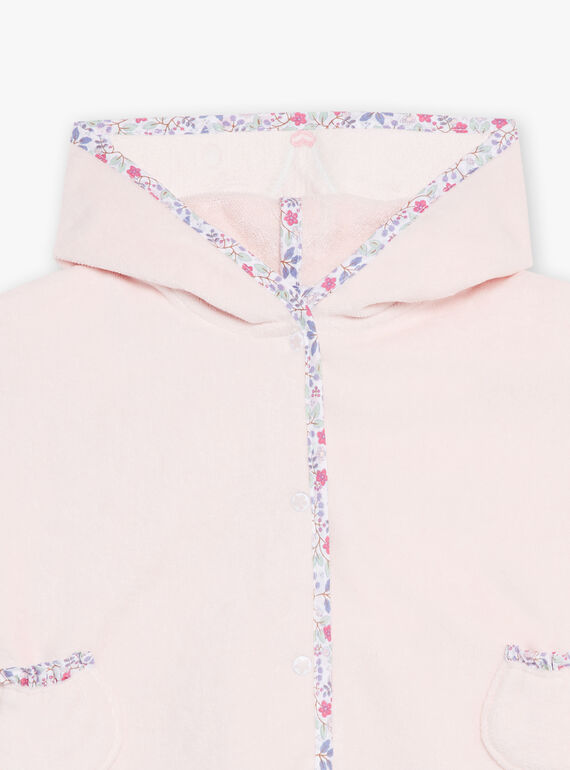 Hooded pink bath cape with floral print. GEIRIS / 23H5BF11CDB307