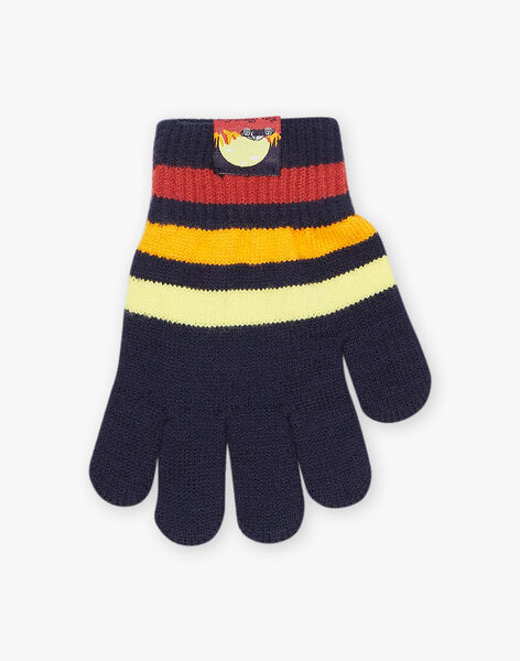 Navy Blue Striped knit gloves FRAGANAGE / 23E4PG51GAN713