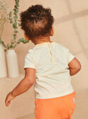 Ecru and orange striped jersey t-shirt with pastel marine animal motifs KAYVAN / 24E1BGS1TEEB116
