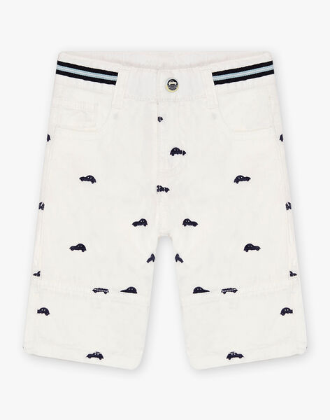 Boy white twill shorts with car embroidery CYOBAGE / 22E3PG19BER000