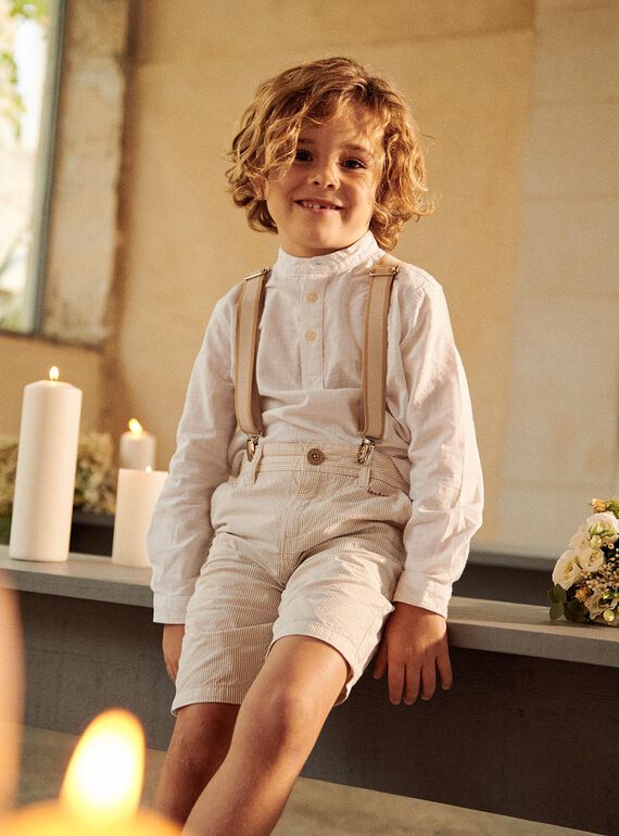 Off white and beige leather detail pant straps FREBRETAGE / 23E4PGI1BRE001