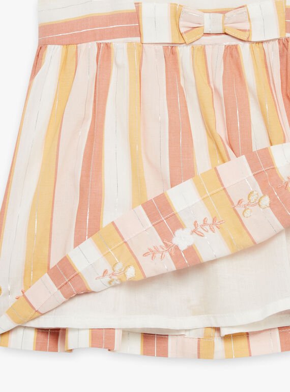 Ecru dress and panties with stripes print FAUNA / 23E1BFP2ROB001