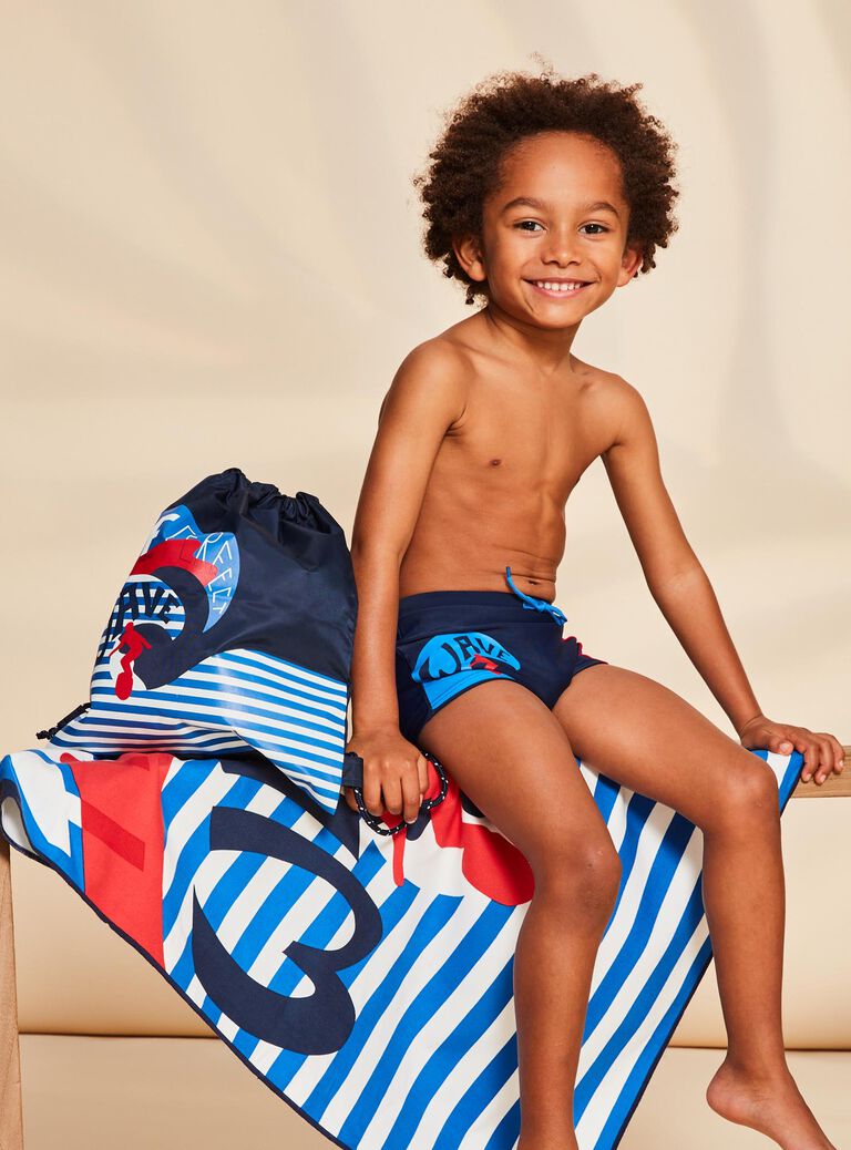 Blue and white striped backpack FRYSACAGE / 23E4PGL1BES070