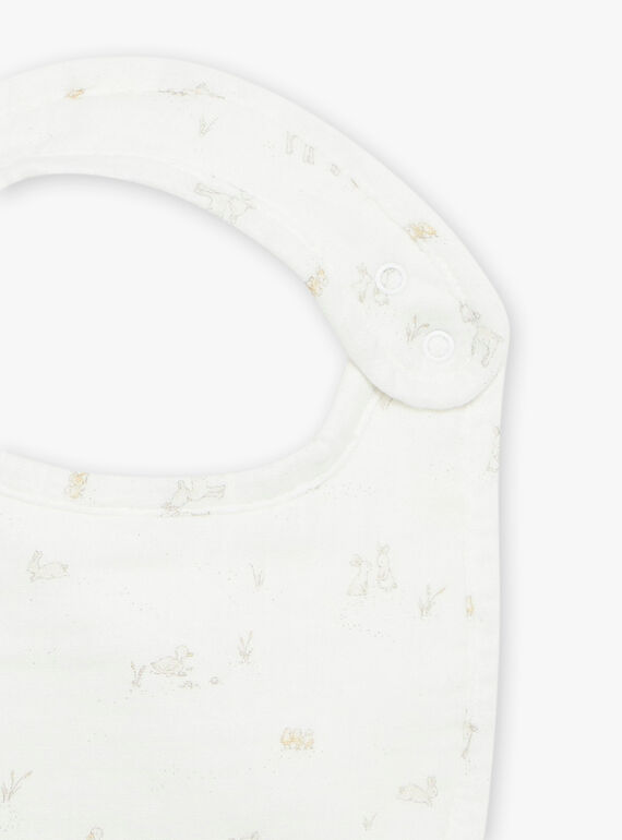 Vanilla double cotton gauze bib with animal print FULULU / 23E0AGY2ACD114