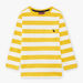 Child boy's ecru and yellow stripes t-shirt with pocket