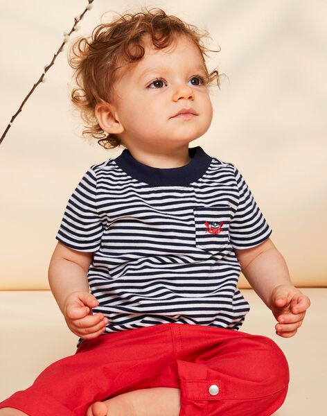 Navy blue and white striped jersey T-shirt FAKRAIG / 23E1BGC1TMC001