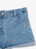 Blue denim shorts with flower print FLESHOETTE / 23E2PFS1SHOP272
