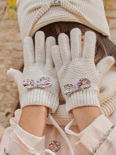 Ecru gloves with bows child girl CLATRUETTE / 22E4PFG1GANB112
