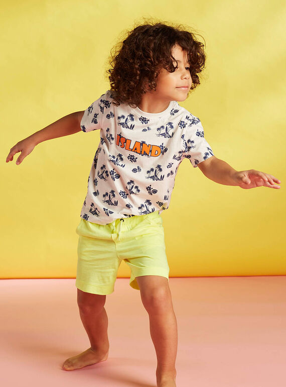 Beach outfit ecru, yellow and blue child boy CYOPLAGE4 / 22E3PGS3ENS001