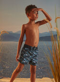 Navy blue swim shorts with shark print KLUSAGE / 24E4PGG5MAIC234