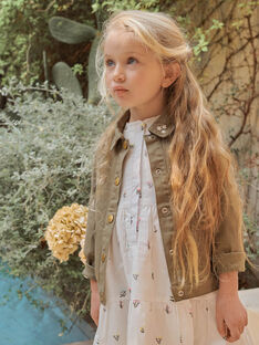 Child girl Khaki green twill jacket flowery pattern CECHETTE / 22E2PFG4VES604