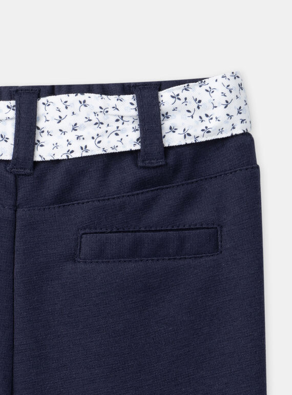 Navy blue pants with floral print belt LACLARA / 24H1BFJ1PAN070