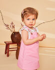 Pink twill overalls with 3D cat ears embroidered pocket FASABINE / 23E1BFS1CHSD303