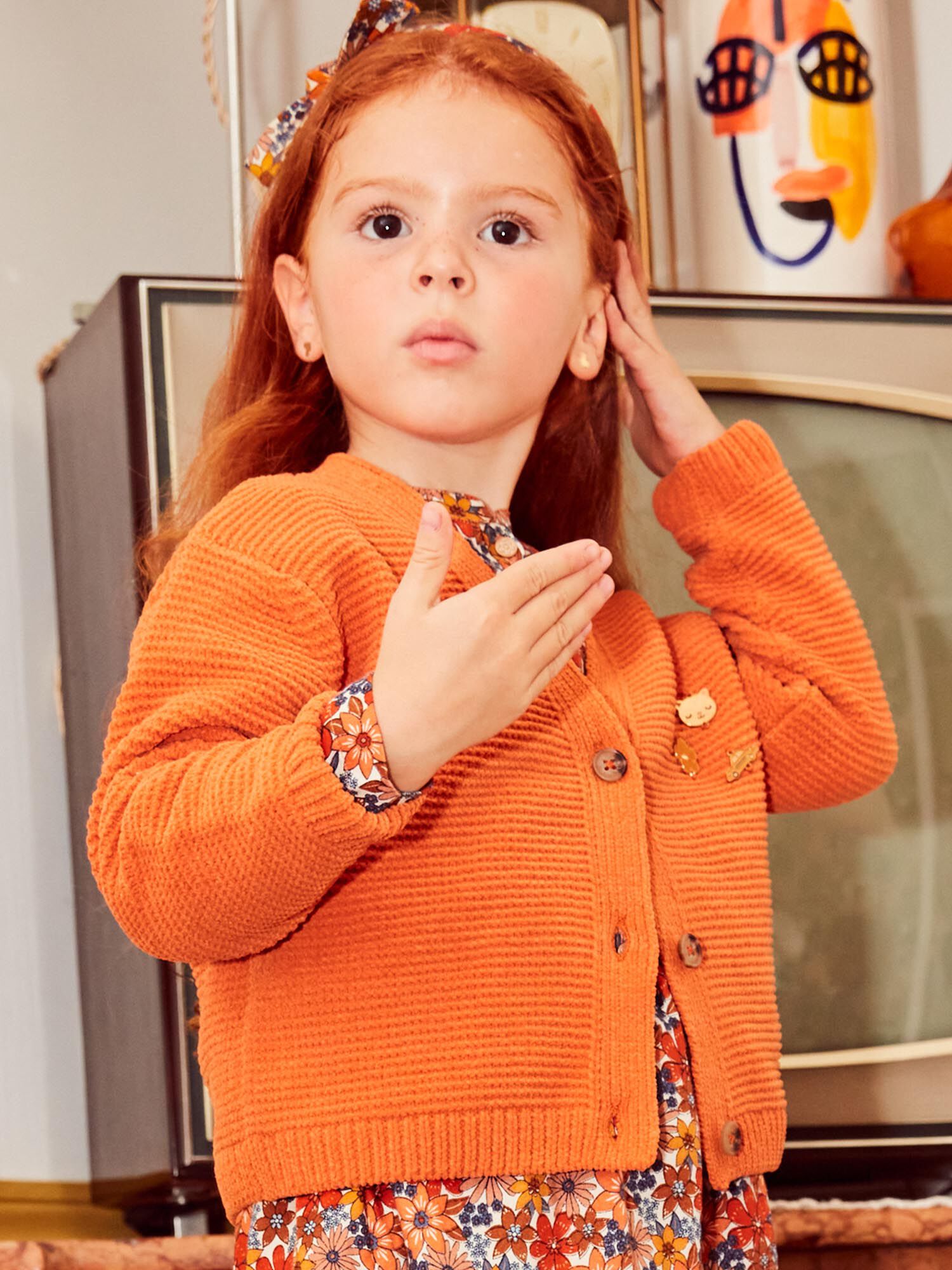 Orange chenille cardigan 2025