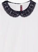 Long sleeve t-shirt ecru with claudine collar for girls BROTOZETTE2 / 21H2PFB4TML001