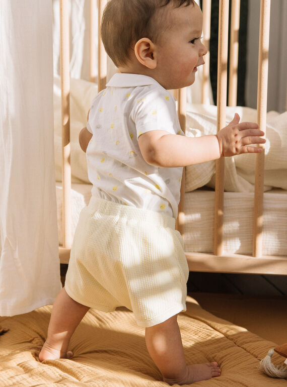 Vanilla bodysuit and shorts with clouds and suns print FOULQUES / 23E0CMT1ENS114