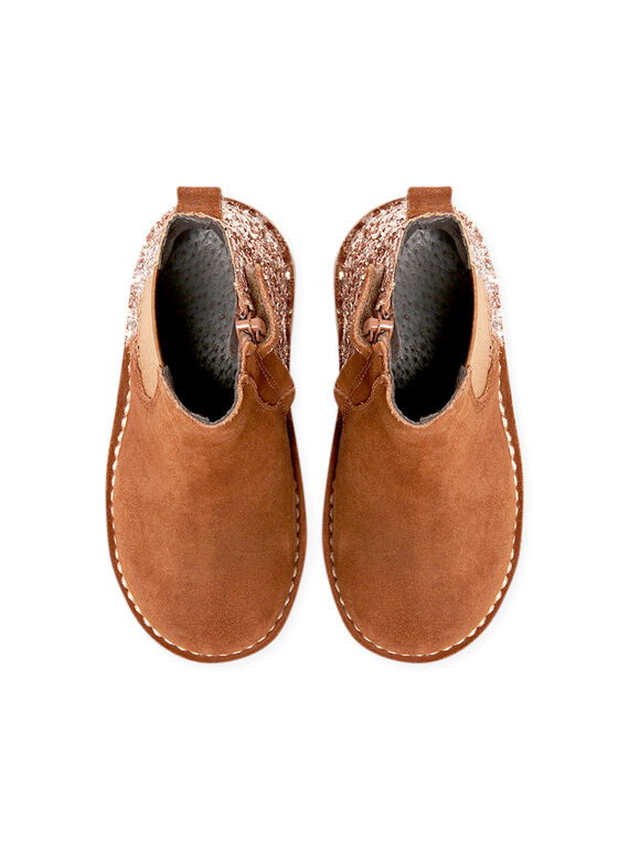 Camel suede boots with sequins child girl BECHELETTE / 21F10PF43D0D804