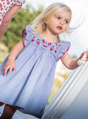 Baby girl embroidered dress and boomer set in checkered seersucker