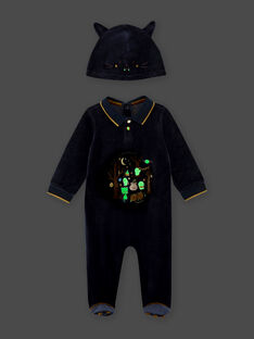 Baby boy's glow-in-the-dark romper and cat hat BECASPER / 21H5BGH1GRE717