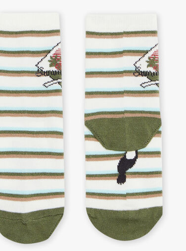 Striped off white socks with parrot Jacquard Striped off white socks with parrot Jacquard FIMOUAGE / 23E4PGD1SOQ001