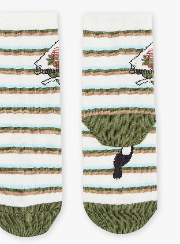 Striped off white socks with parrot Jacquard Striped off white socks with parrot Jacquard FIMOUAGE / 23E4PGD1SOQ001