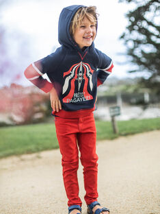 Red twill pants and belt child boy CEDOUAGE / 22E3PG81PAN050