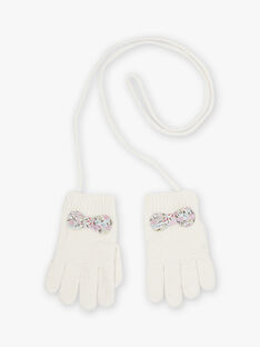 Ecru gloves with bows child girl CLATRUETTE / 22E4PFG1GANB112