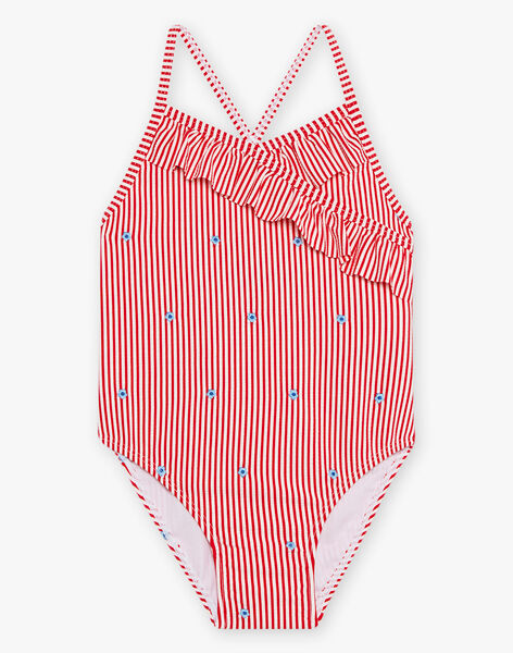 Child girl striped swimsuit with ruffles CLIMAETTE / 22E4PFO3D4K050