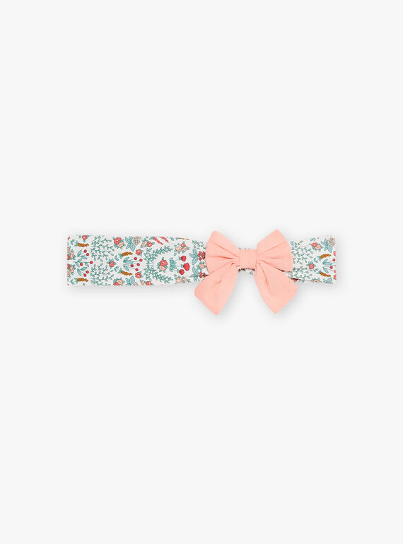 Baby girl pink bow headband with floral print CALUNE / 22E4BFJ1BAN632