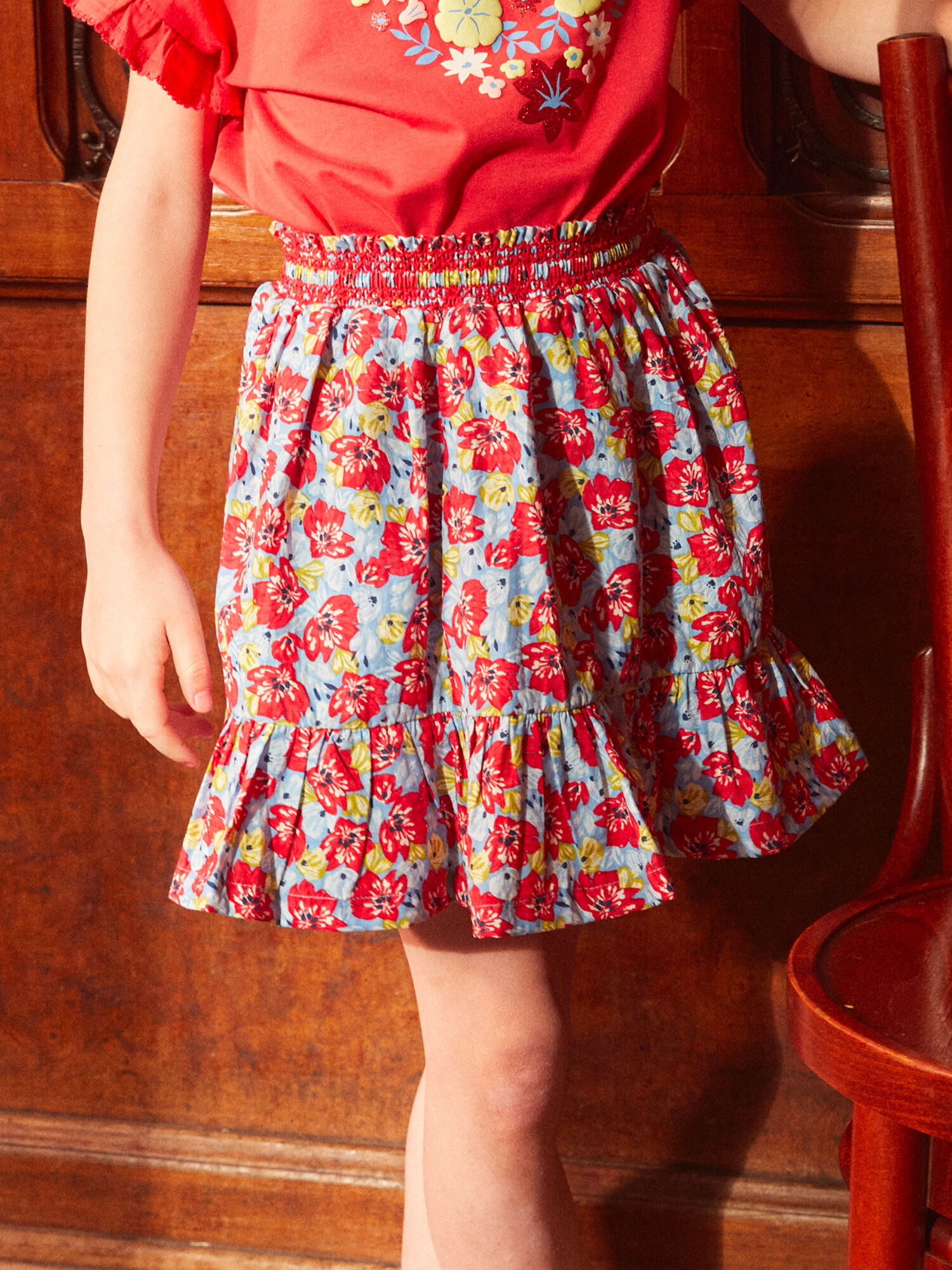 Floral flounced skirt Girl Sergent Major