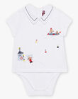 baby boy ecru patterned t-shirt CAGOBI / 22E1BG81BOD001
